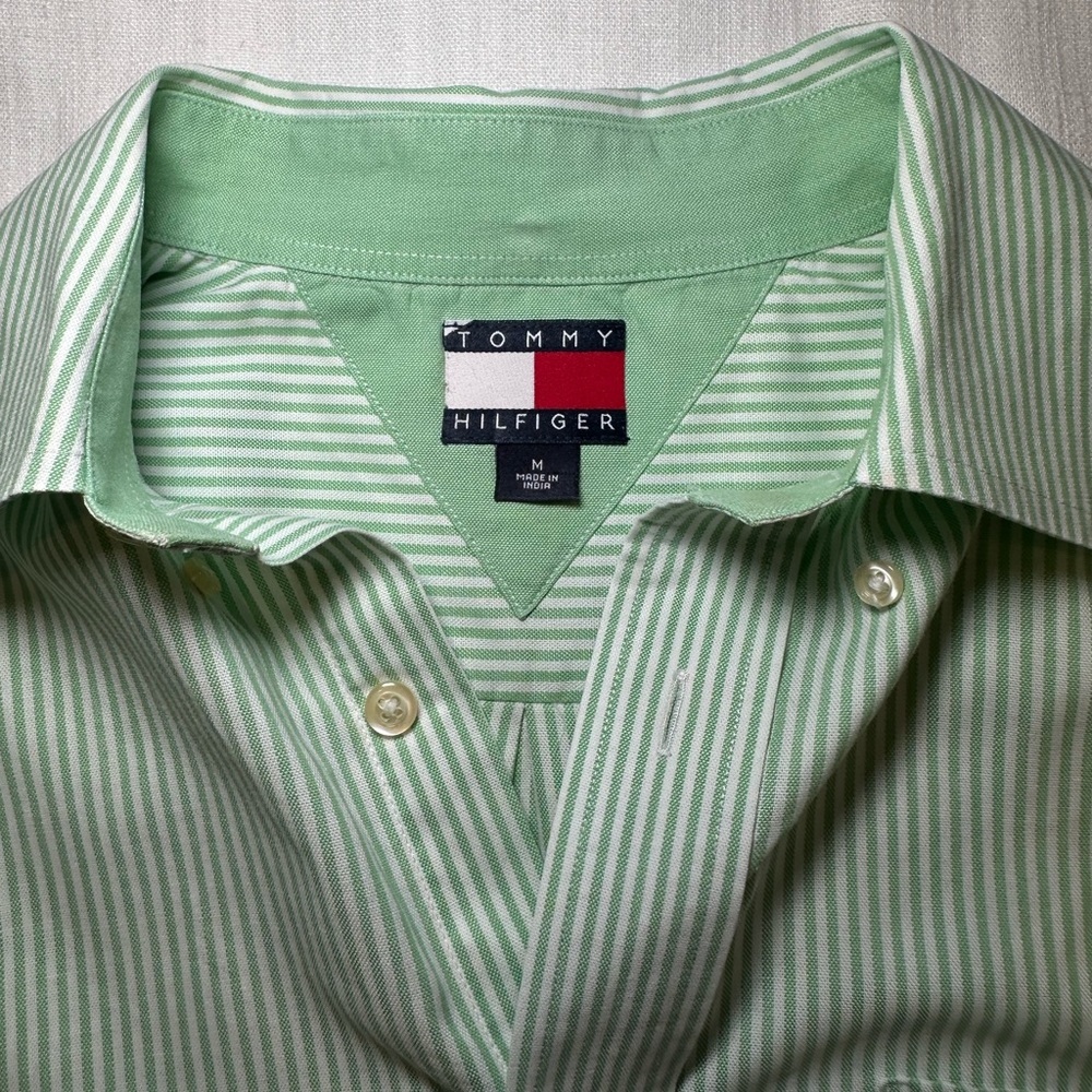 Tommy Hilfiger Green Striped Button Up Shirt - Picture 6 of 10